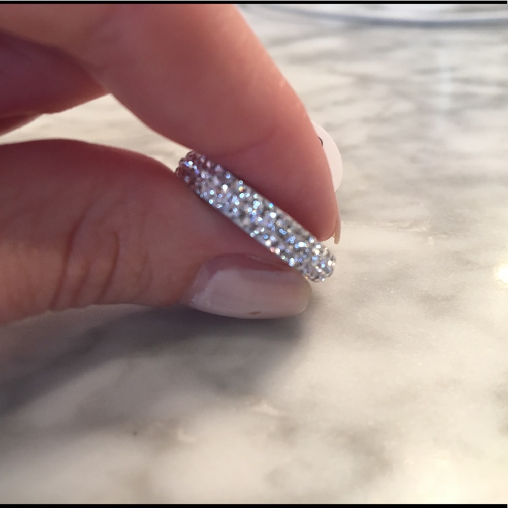 Three row micro pave ring band